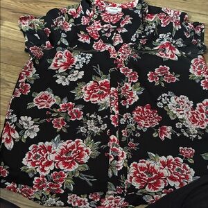 Persaya Black and Red Floral Blouse (Bin X)